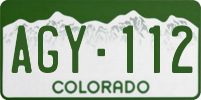 CO license plate AGY112
