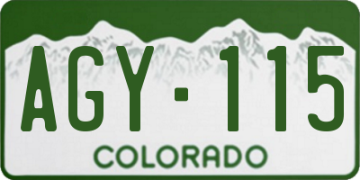 CO license plate AGY115
