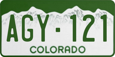 CO license plate AGY121