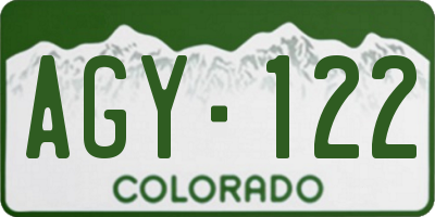 CO license plate AGY122