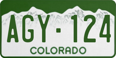 CO license plate AGY124