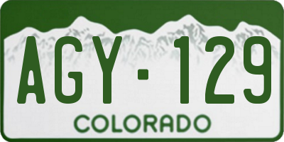 CO license plate AGY129