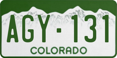 CO license plate AGY131