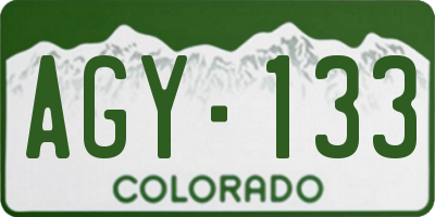 CO license plate AGY133