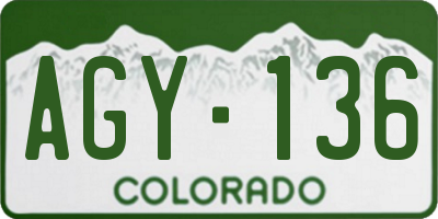 CO license plate AGY136