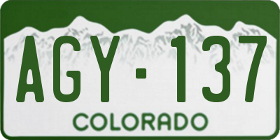 CO license plate AGY137