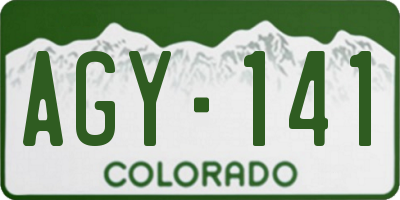 CO license plate AGY141