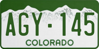 CO license plate AGY145