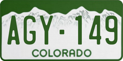 CO license plate AGY149