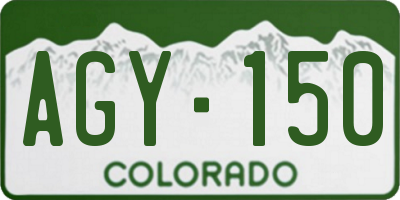 CO license plate AGY150