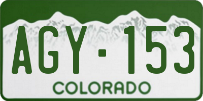 CO license plate AGY153
