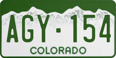 CO license plate AGY154