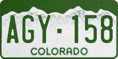 CO license plate AGY158