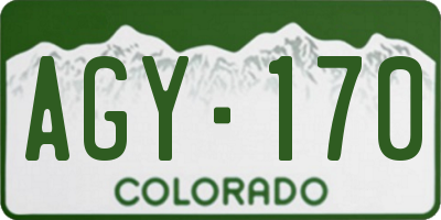 CO license plate AGY170