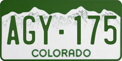 CO license plate AGY175