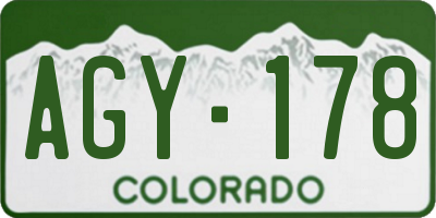CO license plate AGY178
