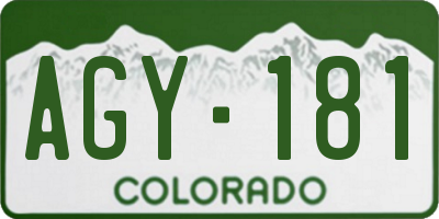 CO license plate AGY181