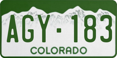 CO license plate AGY183