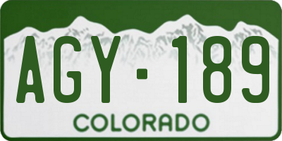 CO license plate AGY189