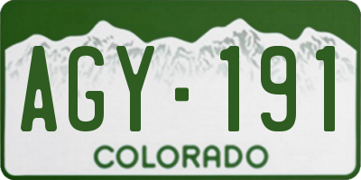 CO license plate AGY191