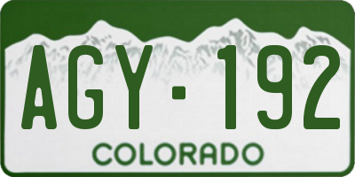 CO license plate AGY192