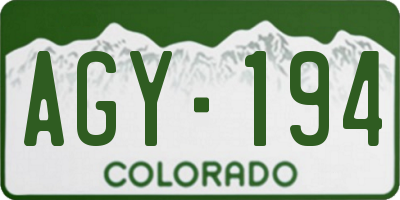 CO license plate AGY194