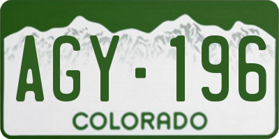 CO license plate AGY196