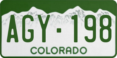 CO license plate AGY198