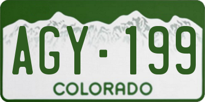 CO license plate AGY199
