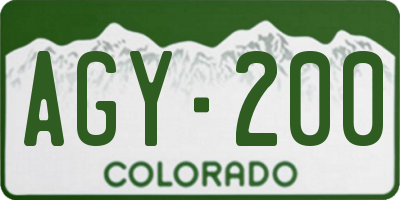 CO license plate AGY200