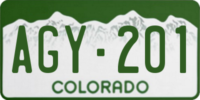 CO license plate AGY201