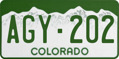CO license plate AGY202