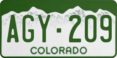 CO license plate AGY209