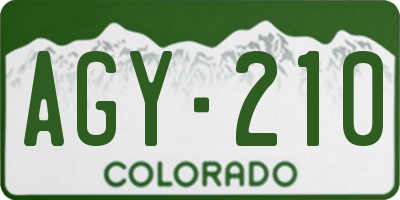 CO license plate AGY210