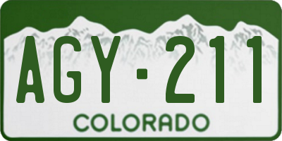 CO license plate AGY211