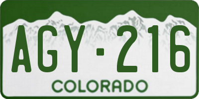 CO license plate AGY216