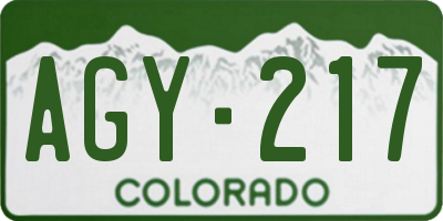 CO license plate AGY217