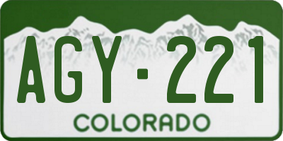 CO license plate AGY221