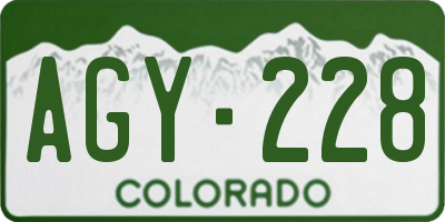 CO license plate AGY228