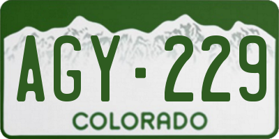 CO license plate AGY229