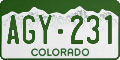 CO license plate AGY231