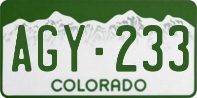 CO license plate AGY233