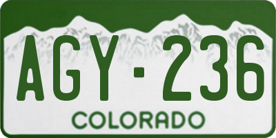 CO license plate AGY236
