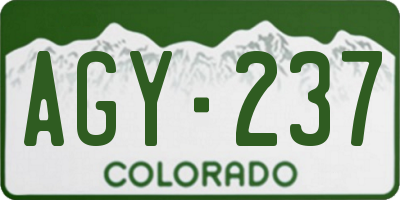 CO license plate AGY237