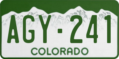 CO license plate AGY241
