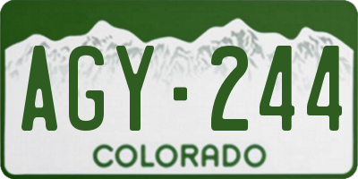 CO license plate AGY244