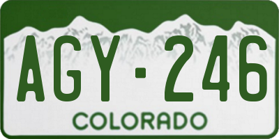 CO license plate AGY246