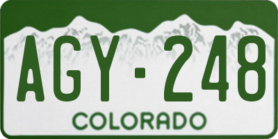 CO license plate AGY248