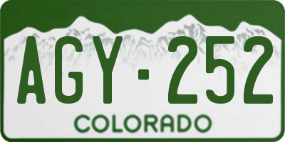 CO license plate AGY252
