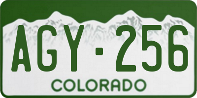 CO license plate AGY256